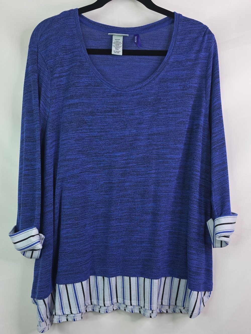 Catherines Plus 2x Petite Size WRoyal Blue Layered Hem Scoop Neck Tunic